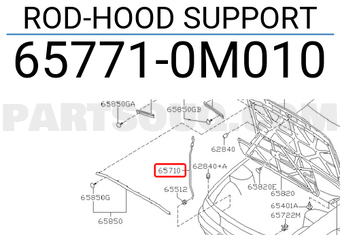 Nissan 657710M010 ROD-HOOD SUPPORT