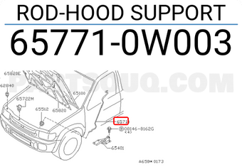 Nissan 657710W003 ROD-HOOD SUPPORT