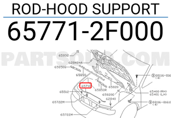 Nissan 657712F000 ROD-HOOD SUPPORT