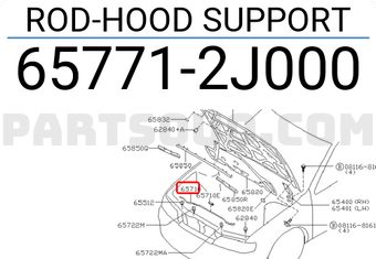 Nissan 657712J000 ROD-HOOD SUPPORT