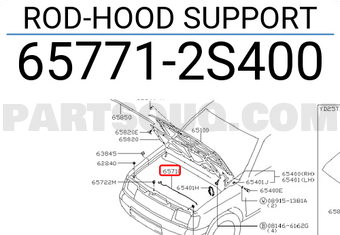 Nissan 657712S400 ROD-HOOD SUPPORT