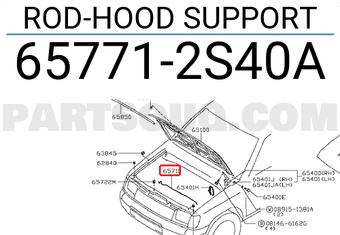 Nissan 657712S40A ROD-HOOD SUPPORT