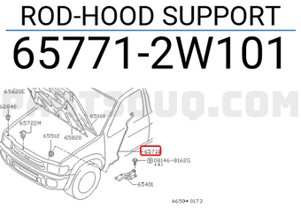 Nissan 657712W101 ROD-HOOD SUPPORT