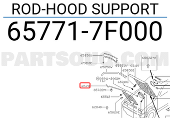 Nissan 657717F000 ROD-HOOD SUPPORT