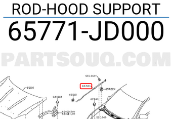 Nissan 65771JD000 ROD-HOOD SUPPORT