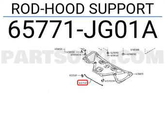 Nissan 65771JG01A ROD-HOOD SUPPORT