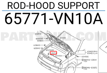 Nissan 65771VN10A ROD-HOOD SUPPORT