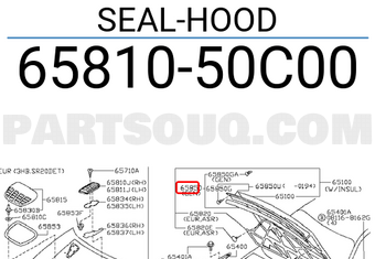 Nissan 6581050C00 SEAL-HOOD