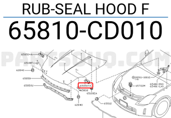 Nissan 65810CD010 RUB-SEAL HOOD F
