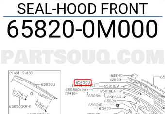 Nissan 658200M000 SEAL-HOOD FRONT