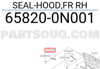 Nissan 658200N001 SEAL-HOOD,FR RH