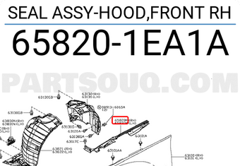 Nissan 658201EA1A SEAL ASSY-HOOD,FRONT RH
