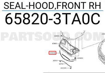 Nissan 658203TA0C SEAL-HOOD,FRONT RH
