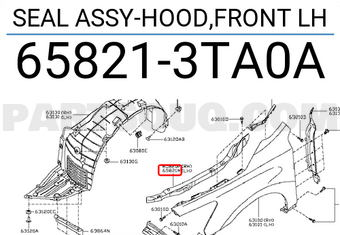 Nissan 658213TA0A SEAL ASSY-HOOD,FRONT LH
