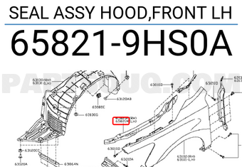 Nissan 658219HS0A SEAL ASSY HOOD,FRONT LH