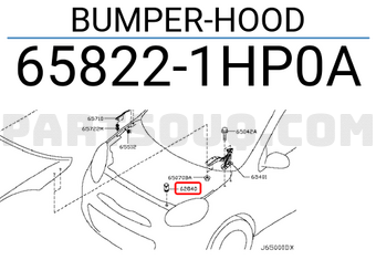 Nissan 658221HP0A BUMPER-HOOD
