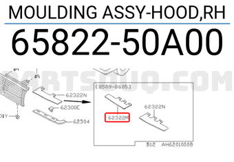 Nissan 6582250A00 MOULDING ASSY-HOOD,RH