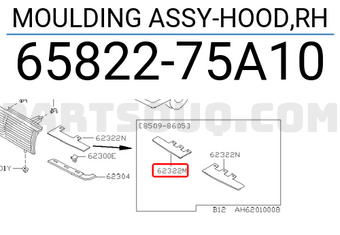 Nissan 6582275A10 MOULDING ASSY-HOOD,RH