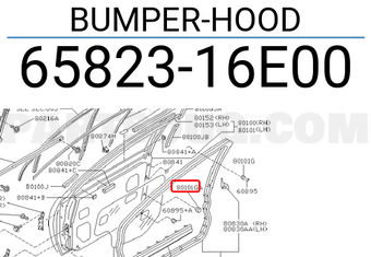 Nissan 6582316E00 BUMPER-HOOD