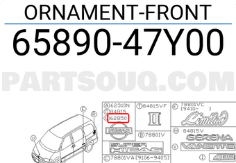 Nissan 6589047Y00 ORNAMENT-FRONT