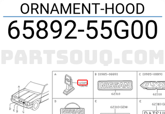 Nissan 6589255G00 ORNAMENT-HOOD