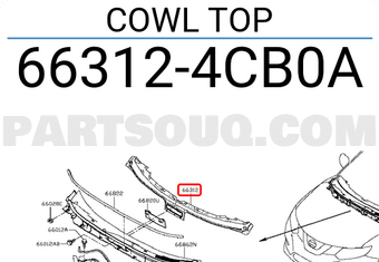 Nissan 663124CB0A COWL TOP