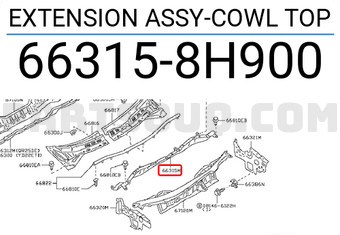 Nissan 663158H900 EXTENSION ASSY-COWL TOP
