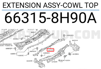 Nissan 663158H90A EXTENSION ASSY-COWL TOP