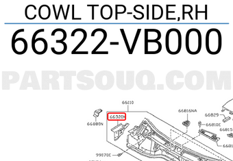 Nissan 66322VB000 COWL TOP-SIDE,RH