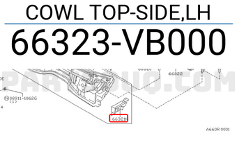 Nissan 66323VB000 COWL TOP-SIDE,LH