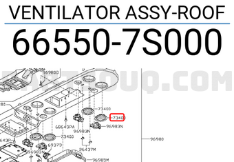 Nissan 665507S000 VENTILATOR ASSY-ROOF