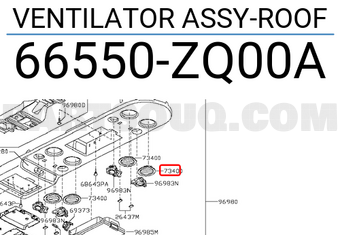 Nissan 66550ZQ00A VENTILATOR ASSY-ROOF