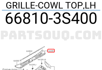 Nissan 668103S400 GRILLE-COWL TOP,LH