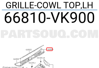 Nissan 66810VK900 GRILLE-COWL TOP,LH