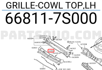 Nissan 668117S000 GRILLE-COWL TOP,LH