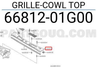 Nissan 6681201G00 GRILLE-COWL TOP
