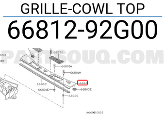 Nissan 6681292G00 GRILLE-COWL TOP