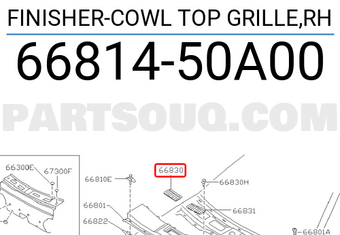 Nissan 6681450A00 FINISHER-COWL TOP GRILLE,RH