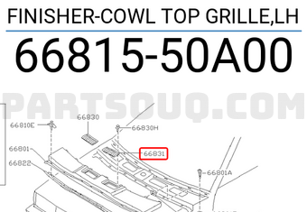 Nissan 6681550A00 FINISHER-COWL TOP GRILLE,LH