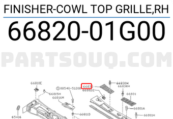 Nissan 6682001G00 FINISHER-COWL TOP GRILLE,RH