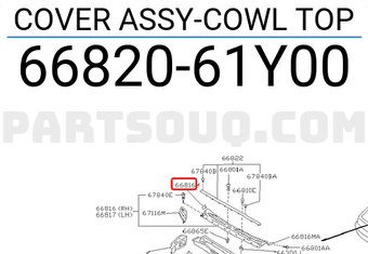 Nissan 6682061Y00 COVER ASSY-COWL TOP
