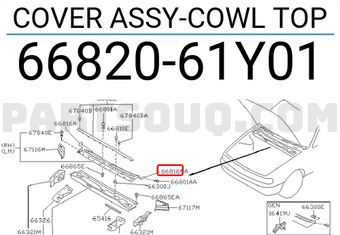 Nissan 6682061Y01 COVER ASSY-COWL TOP