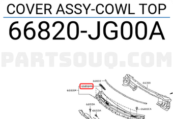 Nissan 66820JG00A COVER ASSY-COWL TOP