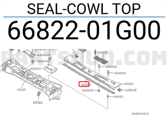 Nissan 6682201G00 SEAL-COWL TOP
