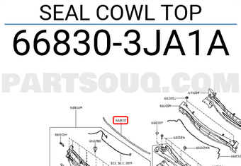 Nissan 668303JA1A SEAL COWL TOP