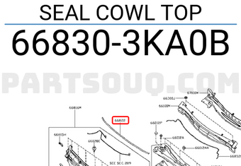 Nissan 668303KA0B SEAL COWL TOP