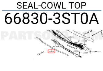 Nissan 668303ST0A SEAL-COWL TOP