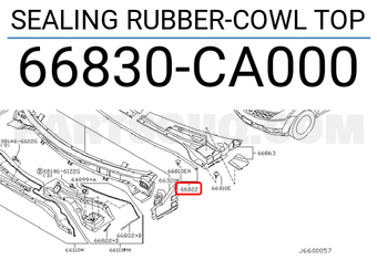 Nissan 66830CA000 SEALING RUBBER-COWL TOP