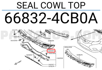 Nissan 668324CB0A SEAL COWL TOP