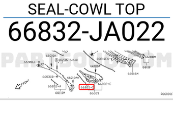 Nissan 66832JA022 SEAL-COWL TOP